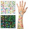 Lot de 240 tatouages temporaires de dinosaure éphémères lumineux autocollants lumineux, cadeaux danniversaire pour filles, d