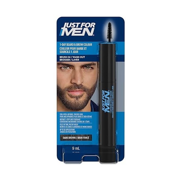 Just for Men Retouche instantanée aux cheveux gris, couleur temporaire pour un look plus volumineux et bien défini, jusquà 3