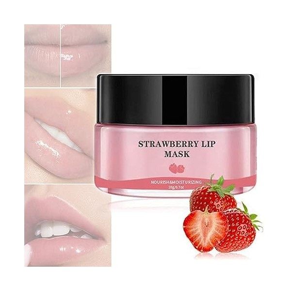 Thnkstaps 20g Gommage pour les Lèvres,Natural Masque réparateur pour les lèvres à la fraise,Protecteur de lèvres à la fraise 