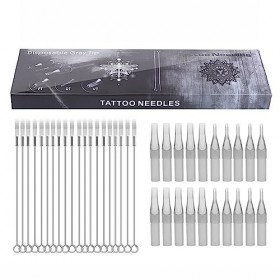 Aiguilles de tatouage jetables 20 pièces M1 avec embouts FT assortis de 20 pièces, embouts daiguilles de tatouage gris mélan