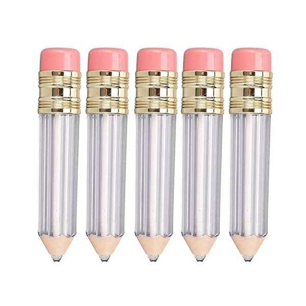 Tube de Brillant à Lèvres Vide, Contenant de Brillant à Lèvres en Forme de Crayon Mignon Transparent Portable 5pcs 5ml pour l