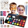 Mkitnvy Peinture Corporelle pour Le Visage, Palette de Maquillage pour Enfants 20 Couleurs Peinture Visage avec 5 Pinceaux, 4