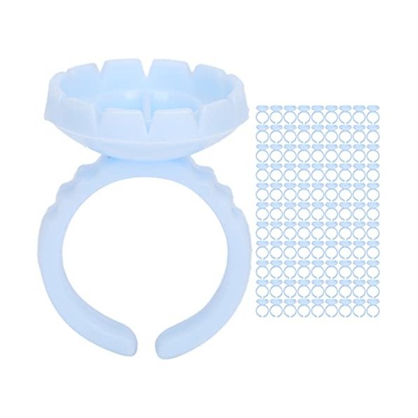 100 Pièces Gobelets de Colle Jetables, Porte-colle pour Cils Anneau Coupe Extension de Cils Accessoire de Porte-colle bleu 