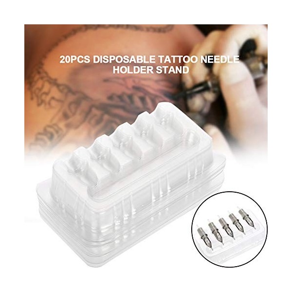 Plateau de Cartouche de Tatouage, 20Pcs Porte-aiguille de Cartouche de Tatouage en Plastique Jetable Plateaux de Support Plaq