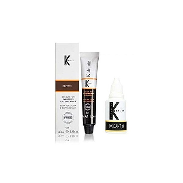 Kit de teinture pour sourcils avec oxygénène, 3 % KaLENTIN en plusieurs couleurs 30 ml marron 