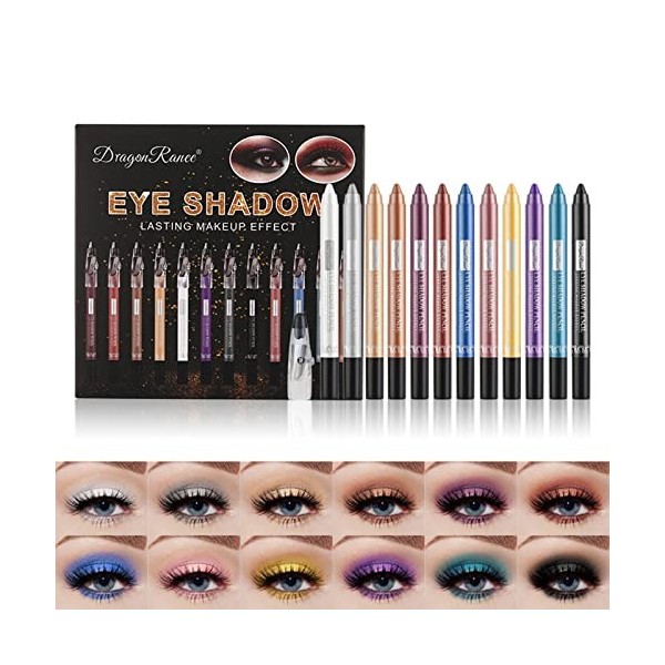 Joyeee bâton fard à paupières 6 couleurs/ensemble, nacré paillettes modification des yeux crayon de ombre à paupières crémeux