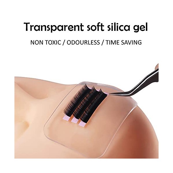 Support de cils en silicone pour extensions de cils - Support de cils - Support frontal - 9 cm x 5,5 cm transparent 