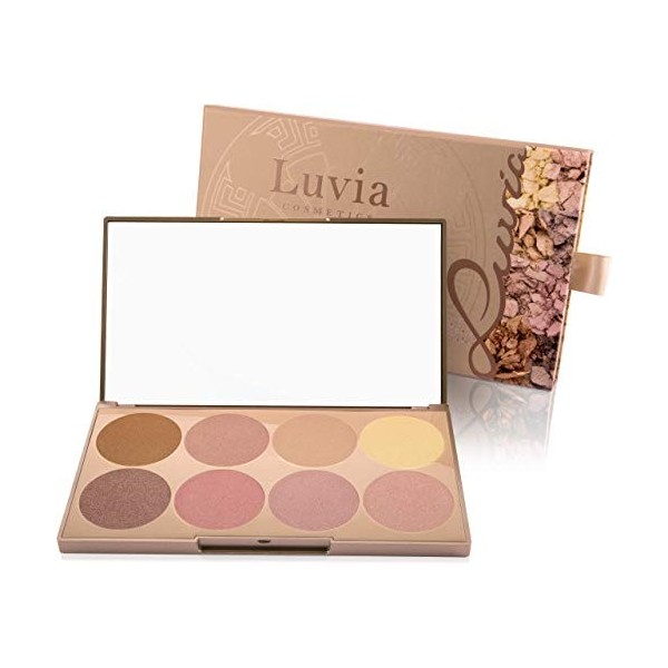 Palette Professionnel Illuminateurs pour le Maquillage “Prime Glow” de Luvia Cosmetics – Pour tous les types de peaux – 8 Cou