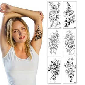 Tatouages Temporaires Imperméables,6pcs Tatouage Ephemere Femme,Large Temporaire Tatouages,Faux Tatouage Imperméables,Tatouag