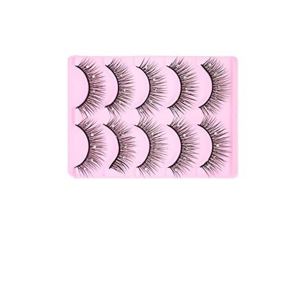 Lurrose 10 Paires de Faux Cils avec Strass Moelleux Cils Vaporeux 3D Fournitures de Maquillage de Cils Bouclés pour La Fête M