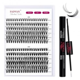 FADVAN DIY Cils Cluster Extension Cils Kits Volume Individual 30D+40D Mix 9-16mm 0.07C Curl 2 Pièces Faux Cils Colle, Dissolv
