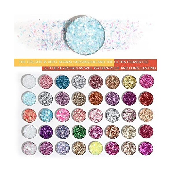 Palette dombre oculaire brillante de 40 couleurs,Des ombres oculaires spéciales pour les spectacles de scène dans les discot