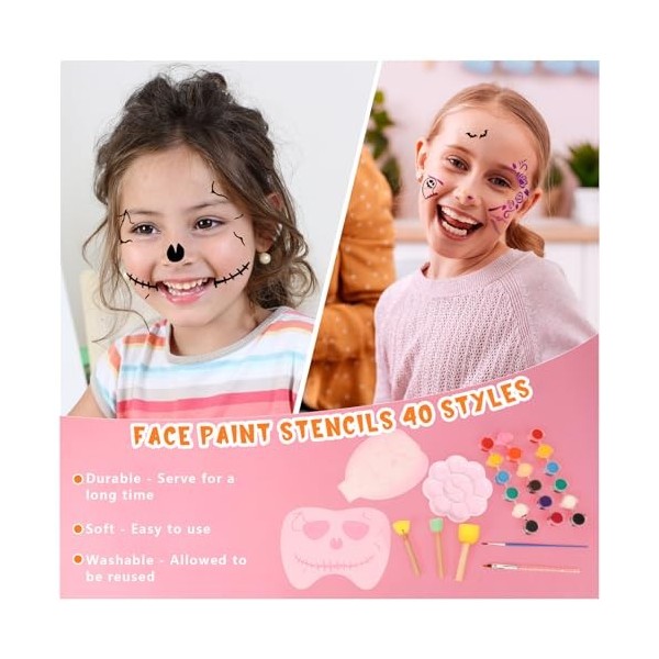 OOTSR 40 Pièces Pochoir Maquillage Enfant, Tattoo-Schablonen für Gesicht und Körper, Tatouage Enfant de Peinture pour Visage 