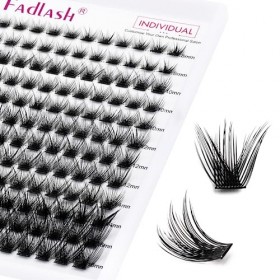 FADLASH Cluster Individuel Faux Cils 144pcs DIY Extension Cils Bouquet 0.07 D 8-16mm Réutilisable Cils a Cils BD 