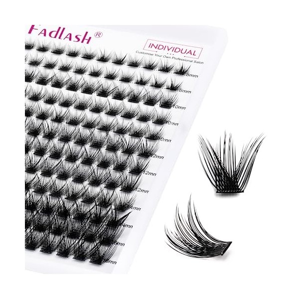 FADLASH Cluster Individuel Faux Cils 144pcs DIY Extension Cils Bouquet 0.07 D 8-16mm Réutilisable Cils a Cils BD 