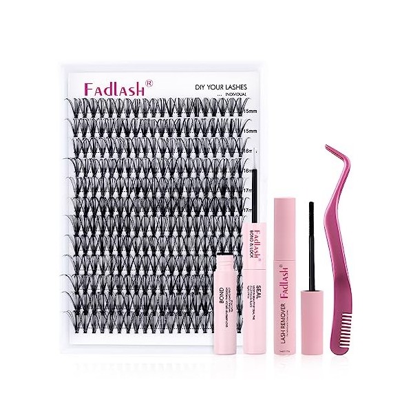 FADLASH Cluster Individuel Faux Cils 144pcs DIY Extension Cils Bouquet 0.07 D 8-16mm Réutilisable Cils a Cils BD 