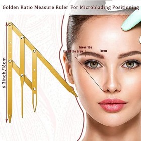 DINESA 2PCS Sourcils Règle 3-Point Positionnement Règle Brow Caliper Outil de Mesure Or