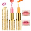 Likesing 3 Pièces Lot Rouge a Levre Magique Change Couleur Fleurs Transparent Jelly Lipstick Rouge Levre Mat Longue Tenue Bau