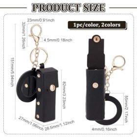 FINGERINSPIRE 2 étui à Rouge à Lèvres en Cuir Noir et Blanc avec Porte-Clés et Miroir, Organisateur de Rouge à Lèvres en Cuir