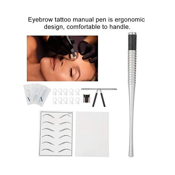 Kit de tatouage des sourcils - outil de maquillage semi-permanent - Stylo manuel pour artistes tatoueurs, épingles, règle, pi