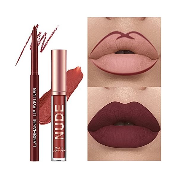 6 Pcs Crayon À Lèvres Mat Et Ensemble De Rouge À Lèvres 24 Heures Nus Étanche Beauté Maquillage Kit Lipgloss Liptints Pour Fe