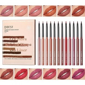 Matte Lip Liner Set 12 couleurs Premium imperméable lisse Nude crayons à lèvres en velours mat Crayon à lèvres imperméable lo