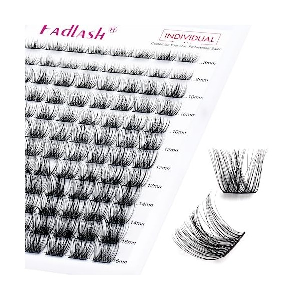 Cluster Faux Cils FADLASH Extension Cils Bouquet 96pcs Réutilisable 0.07D 8-16mm Individuel DIY Extensions de Cils ZW02 