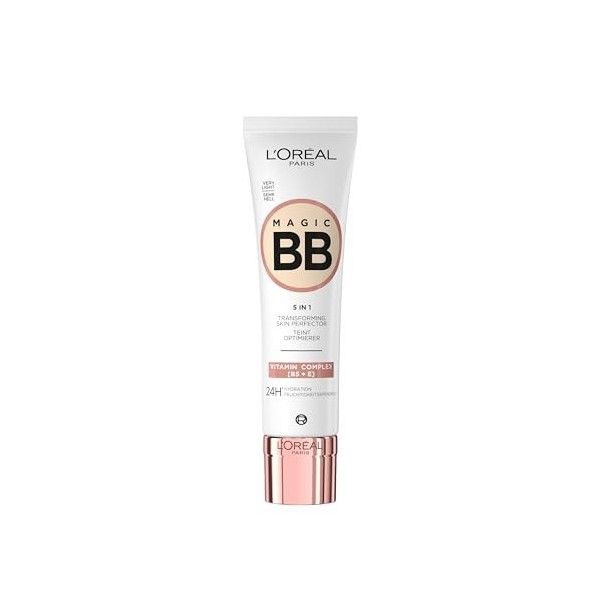 LOréal Paris Crème de jour teintée pour 24 h dhydratation et un teint uniforme, Magic BB Teint Optimiseur, N°01 Very Light 