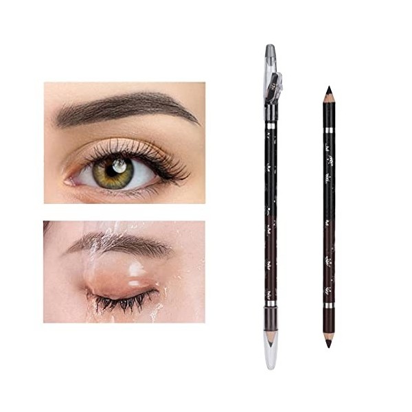 Crayon à sourcils 2 en 1 Crayon à sourcils imperméable longue durée Créer une impression tridimensionnelle de sourcils brumeu
