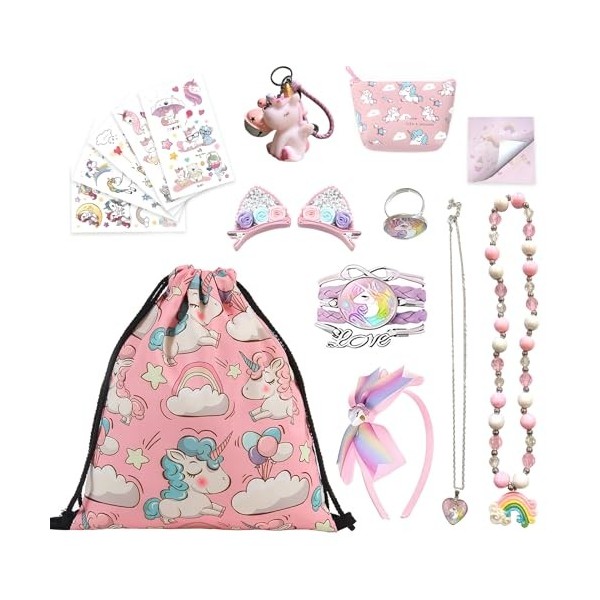 ZCOINS Cadeaux Licorne Sac Licorne Porte Monnaie Licorne Serre Tete Licorne Bracelet Licorne Bijoux Enfants Fille Tatouage Li