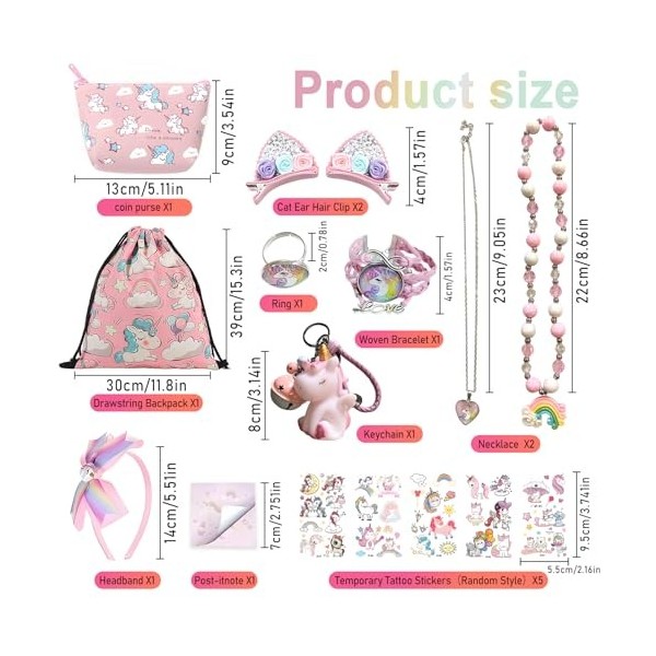 ZCOINS Cadeaux Licorne Sac Licorne Porte Monnaie Licorne Serre Tete Licorne Bracelet Licorne Bijoux Enfants Fille Tatouage Li