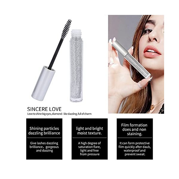 Glitter Lash Mascara Diamond Eyelash pour les Femmes Maquillage de Concert Séchage Rapide Imperméable à Leau Longue Durée Di