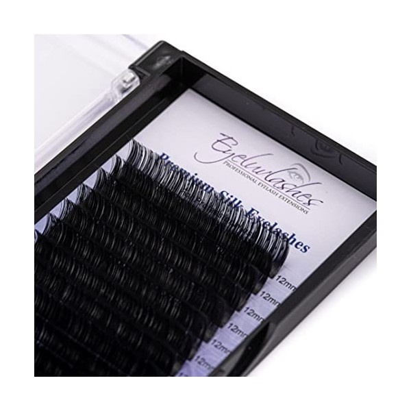 M Curl Silk Lot dextensions de cils en soie pour extensions de cils de marque individuelle M Curl – Courbure inclinée M 0,0