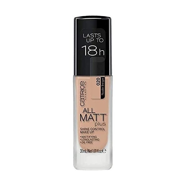 CATRICE All Matt Plus Shine Control Fond de Teint, Nude Beige 020, 30 ml