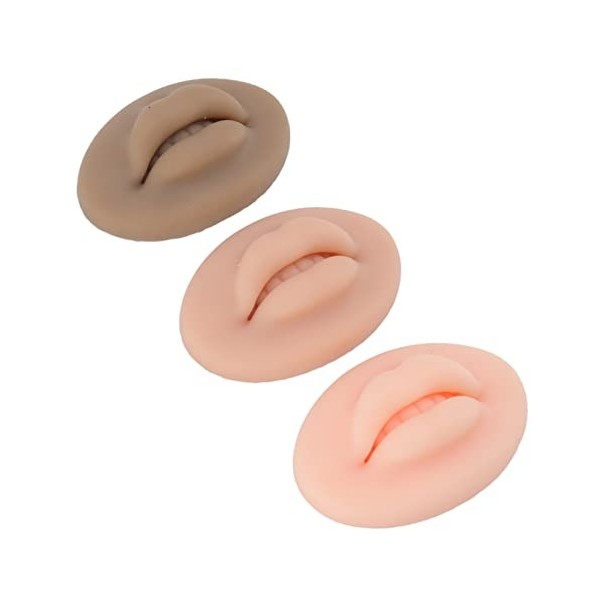 3D Silicone Practice Lip Cosmetic Plain Color Tattoo Practice Lips 3pcs Soft Vivid Fake Home