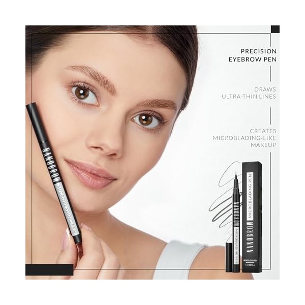 Crayon sourcil Nanobrow Microblading Pen Dark Brown - Amélioration, épaississement et remplissage des sourcils. Stylo à sourc