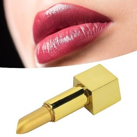 Rouge à Lèvres doré à Paillettes Métalliques pour Femme, Maquillage, Rouge à Lèvres doré à Paillettes Métalliques, Hydratant 