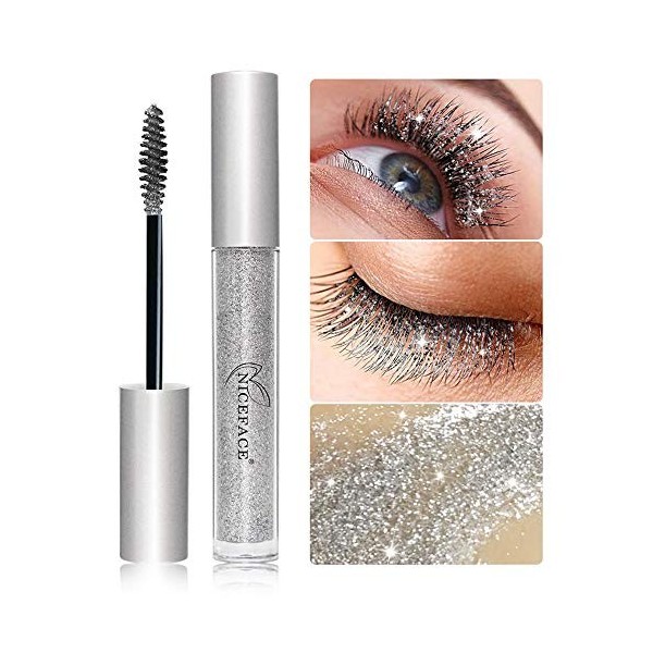 OCHILIMA Mascara diamant à paillettes, mascara à paillettes, mascara à séchage rapide, durable, étanche, épais et brillant po