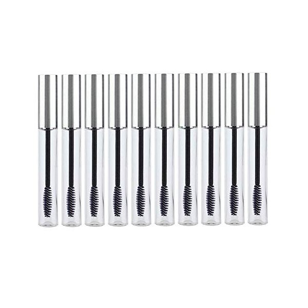 Agatige 10 Pièces Tube Mascara Vide et Brosse, 12 ML Flacon Mascara Plastique Flacon Rechargeable pour Huile de Ricin, Conten