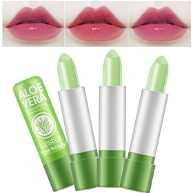 BEEXY Lot de 3Pcs Aloe Vera Baume à Lèvres Hydratant Durable Rouge à Lèvre, Magie Changement de Couleur Rouge à Lèvres