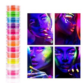 Yolluu Palette de 12 couleurs de fards paupières, pigments fluorescents phosphorescents, fard paupières pour le visage, le co