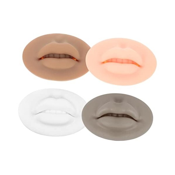 Angoily 4 Pièces 3D Module Masque À Lèvres Lèvre Peau Micro Blading Pratique Peau Silicone Lèvres Modèle Fausse Peau 3D Bouch