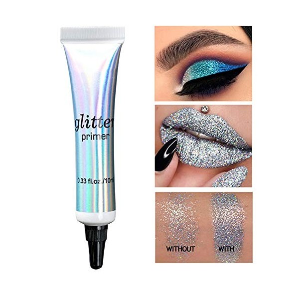 Glitter Primer, Primaire Ombre à Paupières, Crème Surligneur Fond de Teint Ombre À Paupières Ombre À Paupières