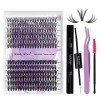 Kit Extension Cils Individuels D Curl 0.07mm DIY Cluster Cils Kit Volume Russe Mixte 12-16mm C4+ZW Extensions de Cils Individ