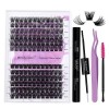 Kit Extension Cils Individuels D Curl 0.07mm DIY Cluster Cils Kit Volume Russe Mixte 12-16mm C4+ZW Extensions de Cils Individ