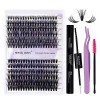 Kit Extension Cils Individuels D Curl 0.07mm DIY Cluster Cils Kit Volume Russe Mixte 12-16mm C4+ZW Extensions de Cils Individ