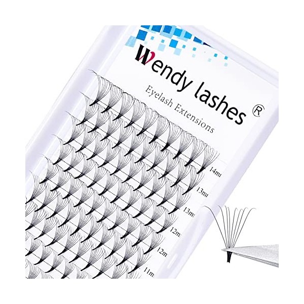 8D Cils Prefait 320PCS Extension Cils Bouquet 0.07mm D Curl 9-16mm Mixed Cils Bouquet Extension de Cils Volume Russe Professi