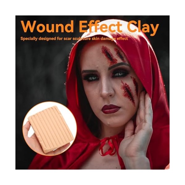 Cire de Cicat, Cicatrice Dargile à Effet Plaie Professionnelle Fausse Cire Moulage Cire Maquillage Faux Cicatrices Cire pour