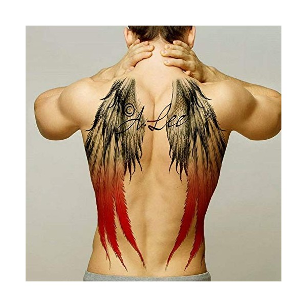 Tatouage Temporaire,Autocollants De Transfert De Corps Dos Complet Ange Ailes De Diable Grand Tatouage pour Hommes Femmes Bra