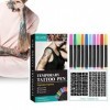 Stylos de Tatouage Pailleté, Tatouage à Paillettes Kit, Tatouage Temporaire Kit Tatouage, Stylo Tatouage, Kit Tatouage de Cad